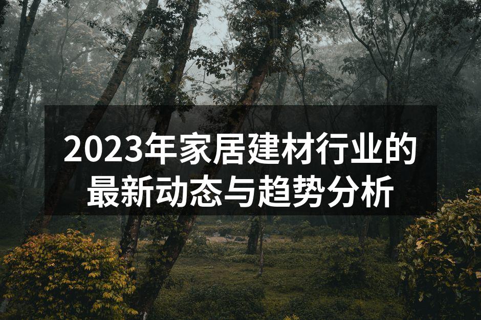 2023年家居建材行业的最新动态与趋势分析